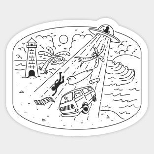 Alien abduction stories at the beach Graphic Tee Sticker